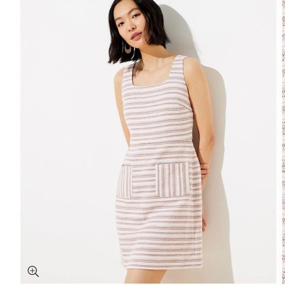 Loft Textured Stripe Pocket Sheath Dress - Picture 2 of 14